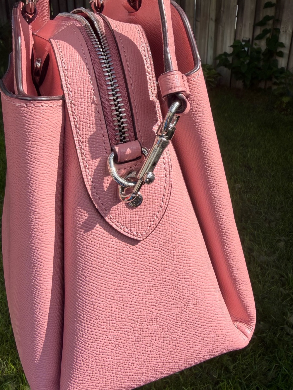 Coach Pink Pebbled Leather Satchel – Structured, Silver Hardware, Crossbody Stra - Picture 8 of 16